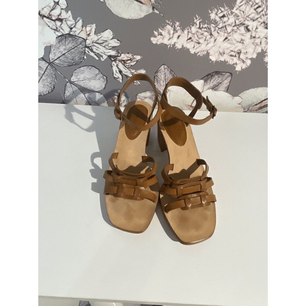 Bernardo Women’s Leather Ankle Strap Heeled Sandals Brown